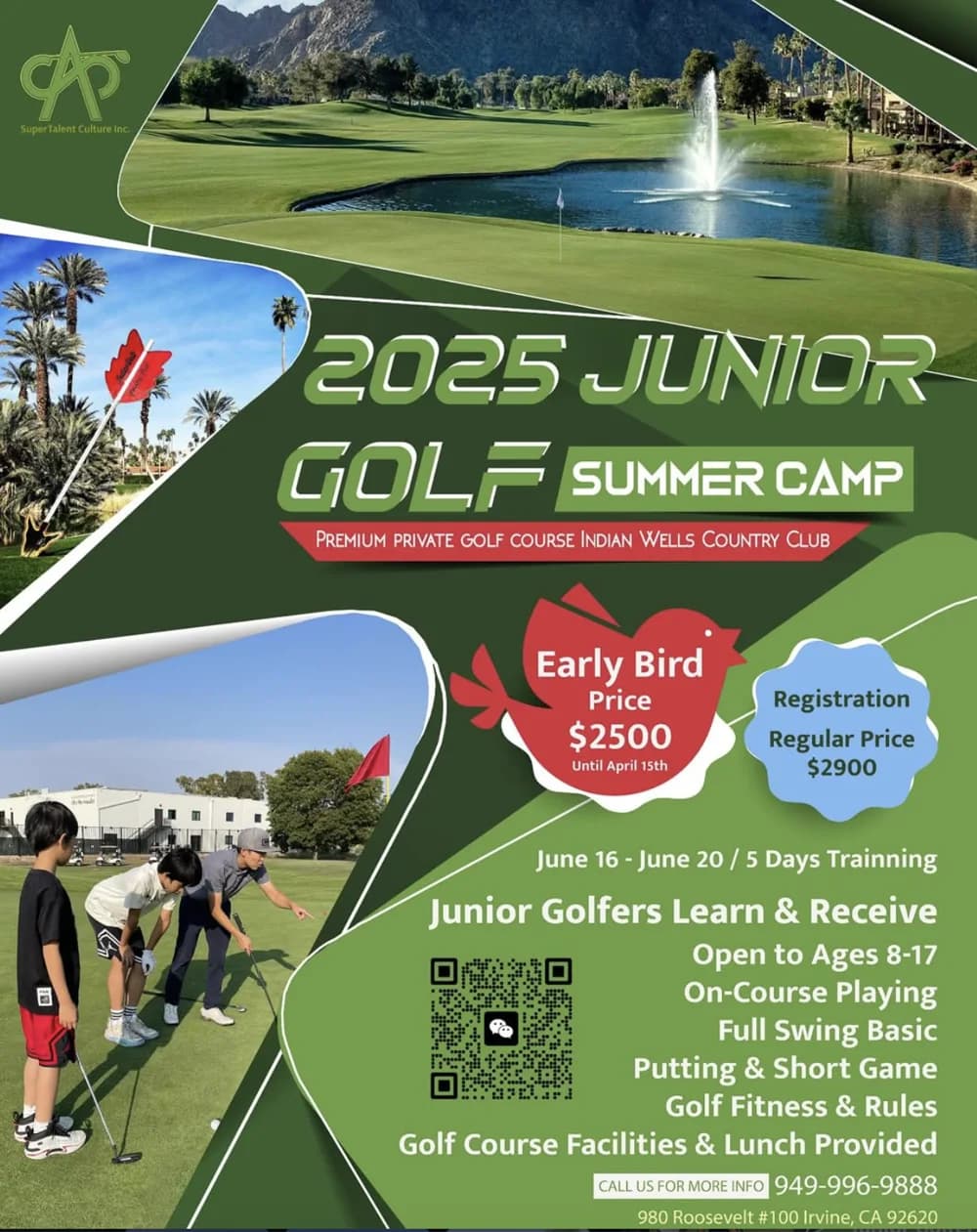 Poster for the 2025 junior golf summer camp
